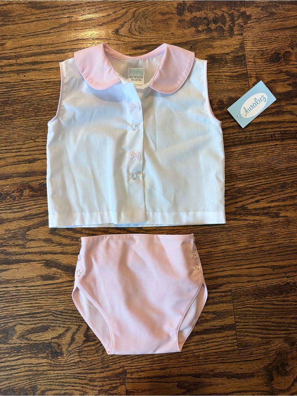 AuraLux Girls White & Pink Sleeveless Top with Pink Bubble Bottoms
